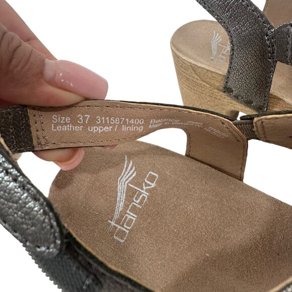 Dansko Teagan Womens Metallic Leather Perforated Open-Toe Sandals Size 37 US 7 - Picture 5 of 14